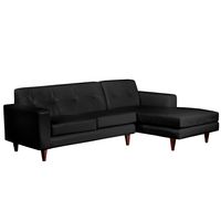 Sofá Seccional Salerno Chaise Long Derecho Pu Negro