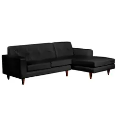 LATAM HOME - Sofá Seccional Salerno Chaise Long Derecho Pu Negro