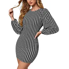 GENERICO - VESTIDO CASUAL CORTO DE CUADROS OTOÑO INVIERNO IDEAL PARA FIESTA GALA I110