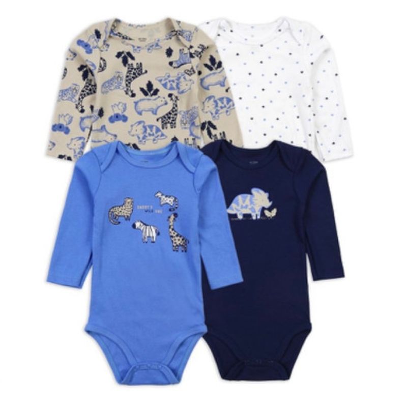TEDMIMAK - Pack 4 body 0 a 3 meses invierno 100% algodón niño Selva