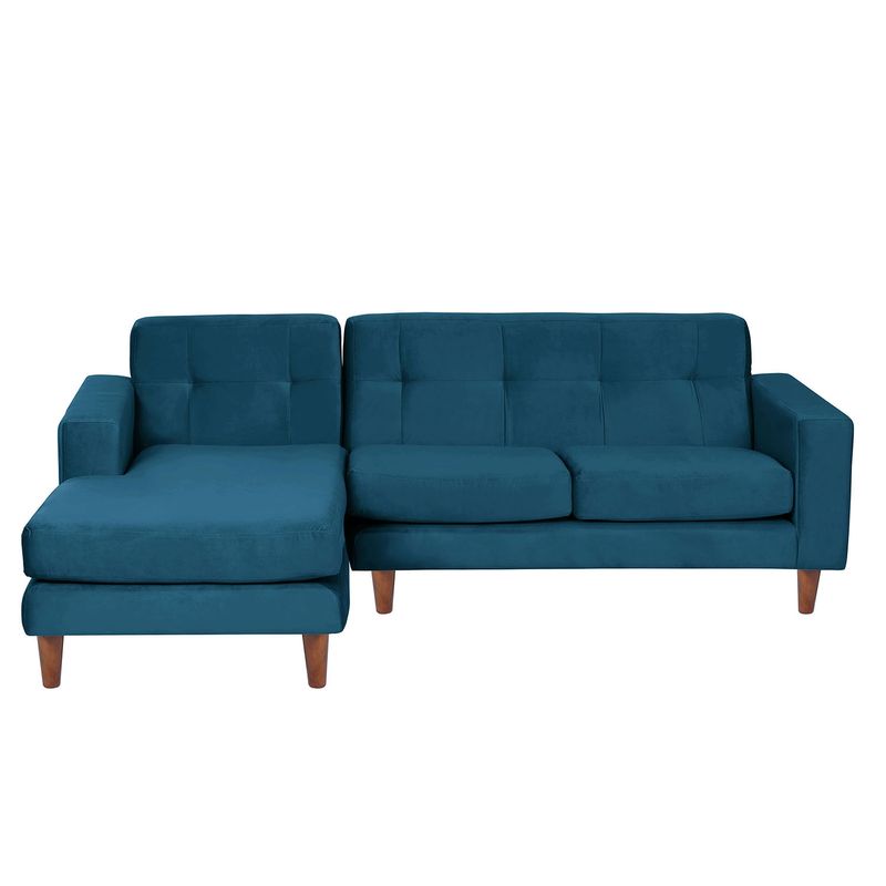 LATAM HOME - Sofá Seccional Izquierdo Salerno Tela Velvet Azul Petroleo