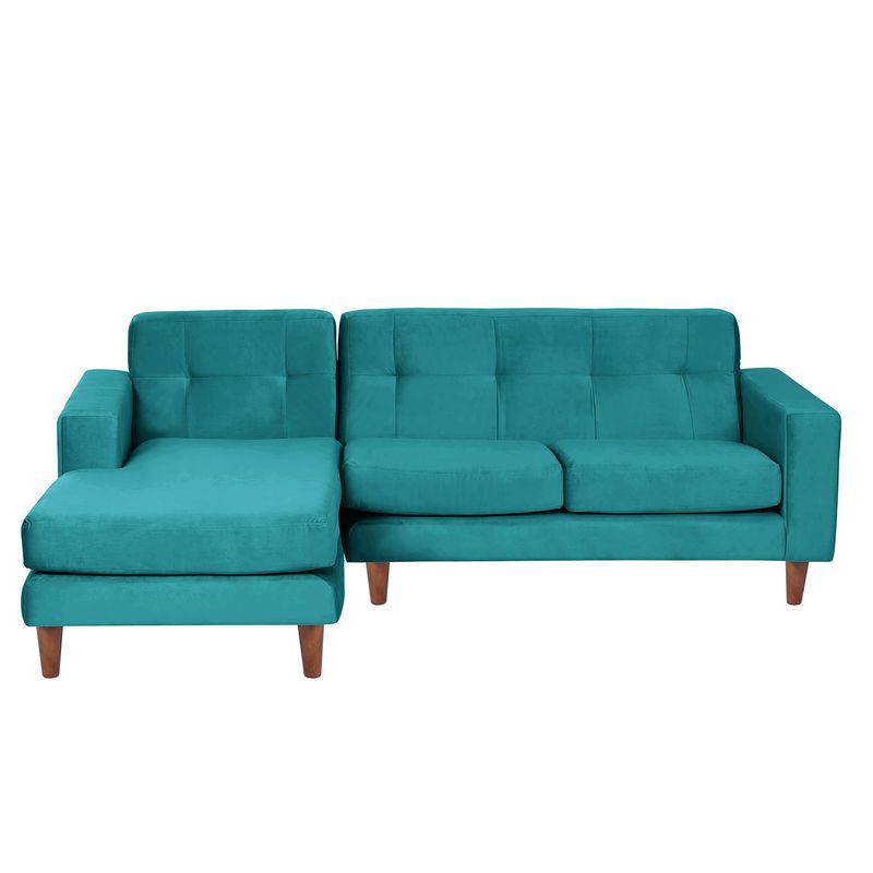 LATAM HOME - Sofá Seccional Izquierdo Salerno Tela Velvet Turquesa