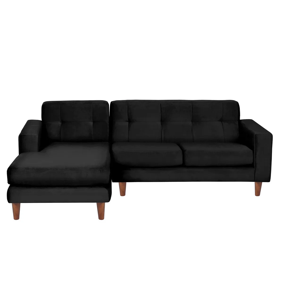 LATAM HOME - Sofá Seccional Izquierdo Salerno Tela Velvet Negro