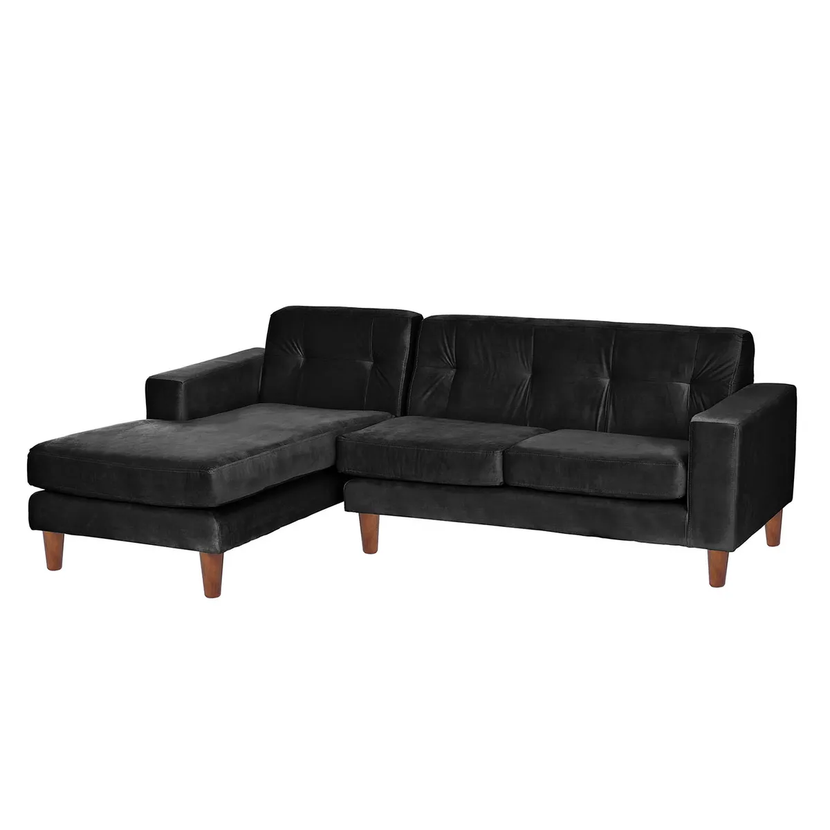 LATAM HOME - Sofá Seccional Izquierdo Salerno Tela Velvet Negro
