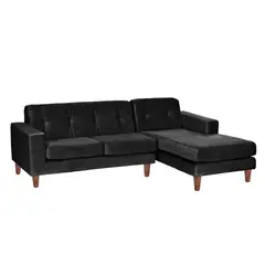LATAM HOME - Sofá Seccional Derecho Salerno Tela Velvet Negro