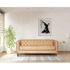 LATAM HOME - Sofá Brescia 3 Cuerpos Cuero Kentucky Beige