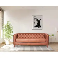 LATAM HOME - Sofá Brescia 3 Cuerpos Cuero Kentucky Café Claro