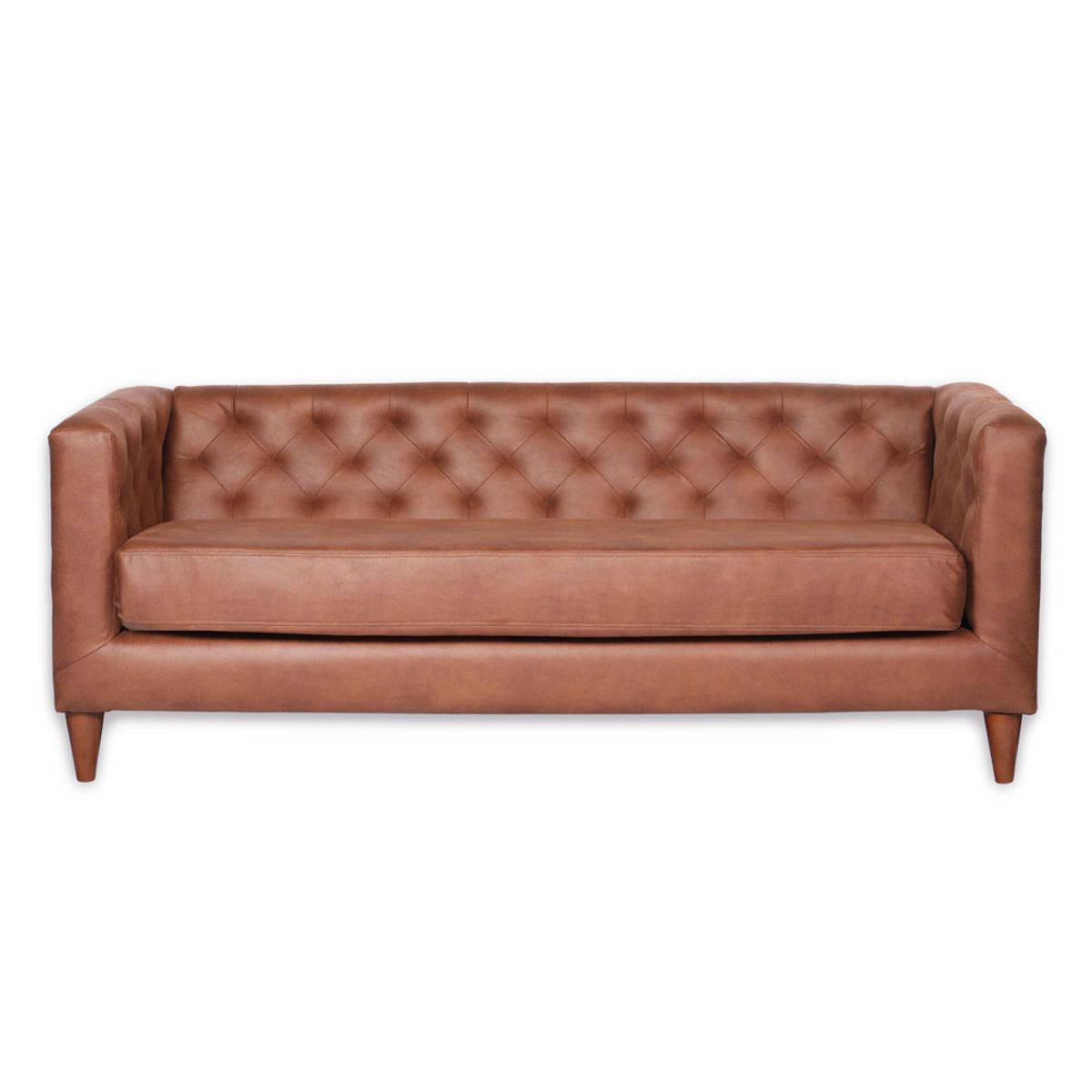 LATAM HOME - Sofá Brescia 3 Cuerpos Cuero Kentucky Café Claro