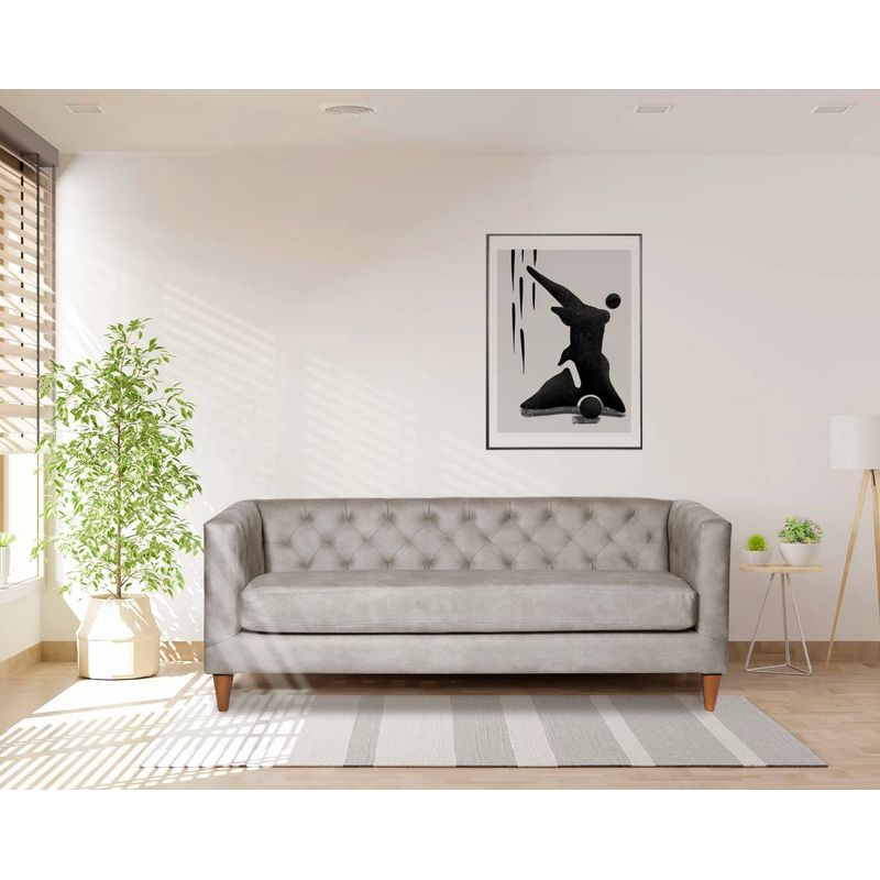 LATAM HOME - Sofá Brescia 3 Cuerpos Cuero Kentucky Gris