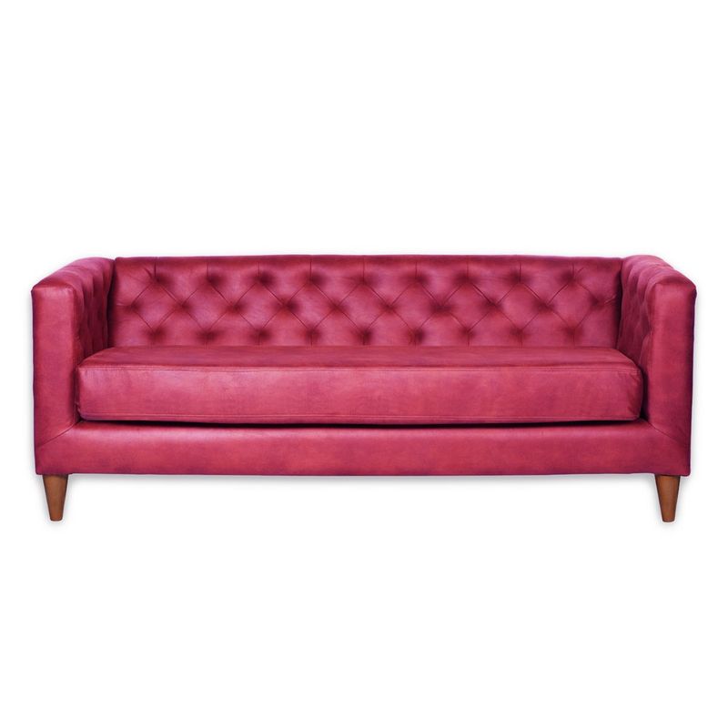 LATAM HOME - Sofá Brescia 3 Cuerpos Cuero Kentucky Rojo