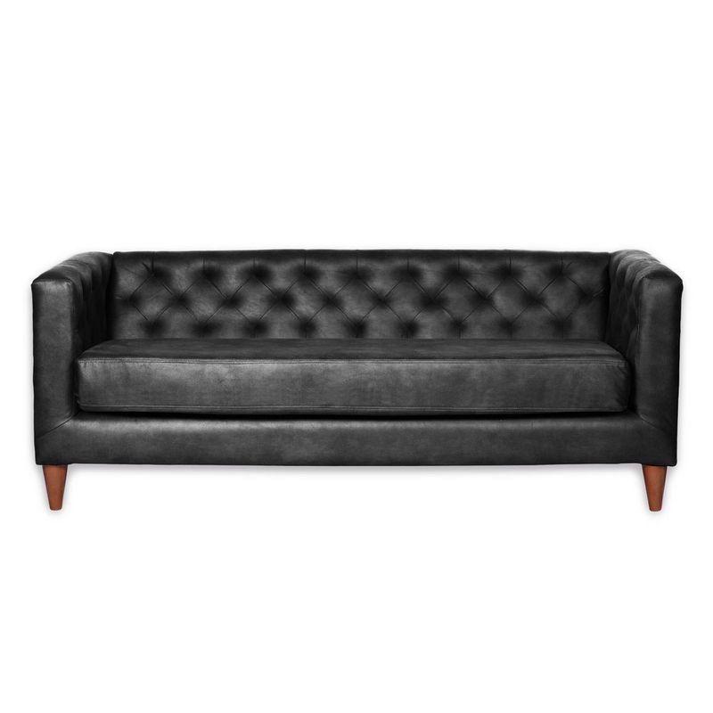 LATAM HOME - Sofá Latam Home Brescia 3 Cuerpos Negro Cuero Kentucky