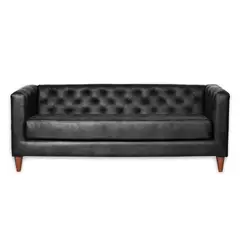 LATAM HOME - Sofá Brescia 3 Cuerpos Negro Cuero Kentucky