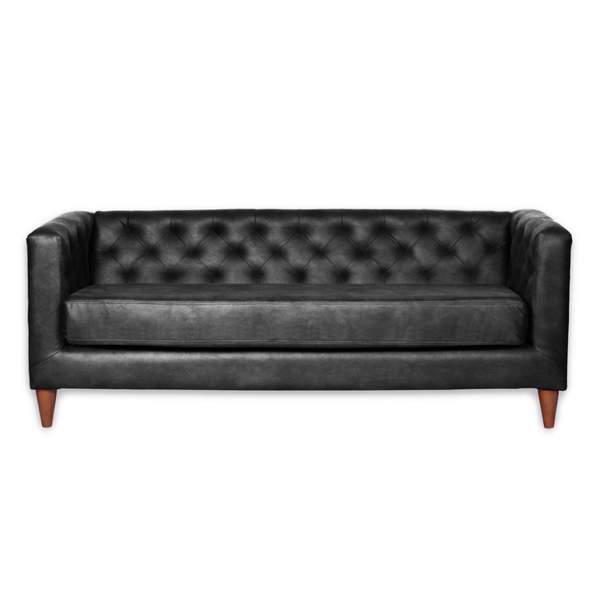 LATAM HOME - Sofá Latam Home Brescia 3 Cuerpos Negro Cuero Kentucky