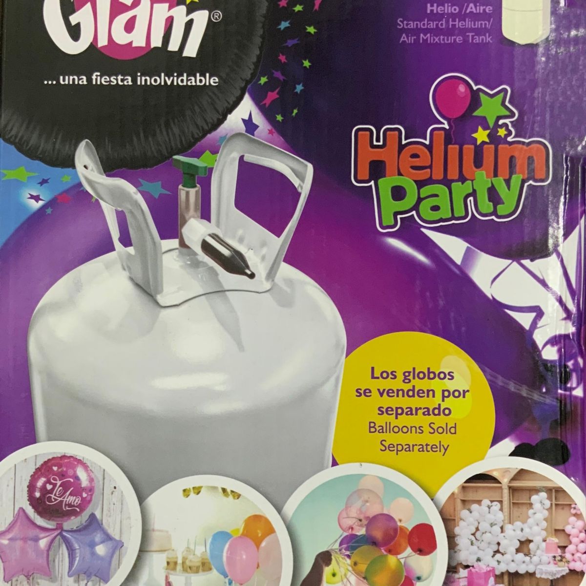 GLAM - Glam Balón Cilindro Gas Helio Ultra Liviano Para 30 Globos