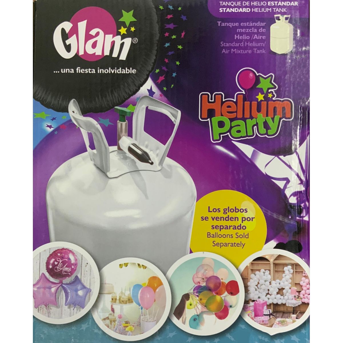 GLAM - Glam Balón Cilindro Gas Helio Ultra Liviano Para 30 Globos