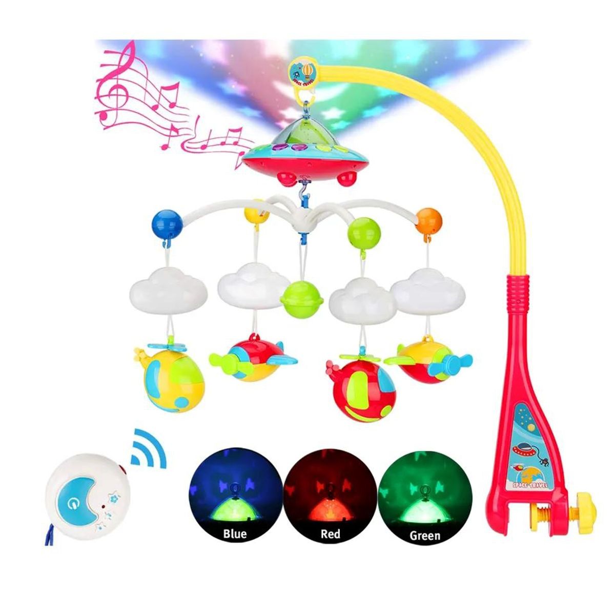 GENERICO - Móvil Para Cuna A Control Remoto Con Luz Y Sonido