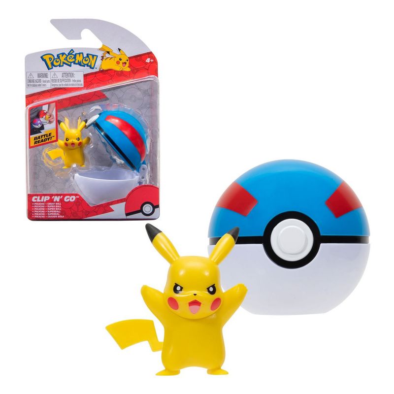 POKEMON - Pokebola Con Figura Pokemon - Pikachu & Great Ball
