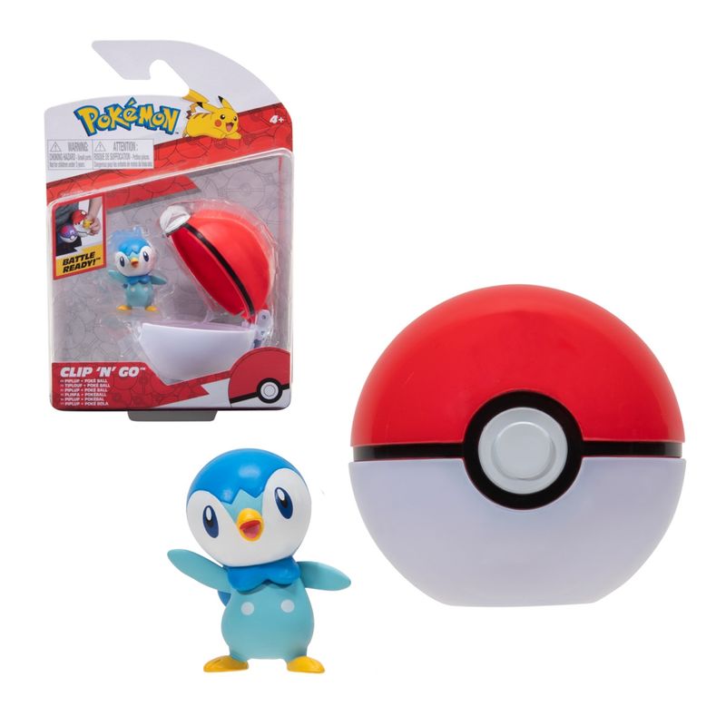 POKEMON - Pokebola Con Figura Pokemon - Piplup & Poke Ball