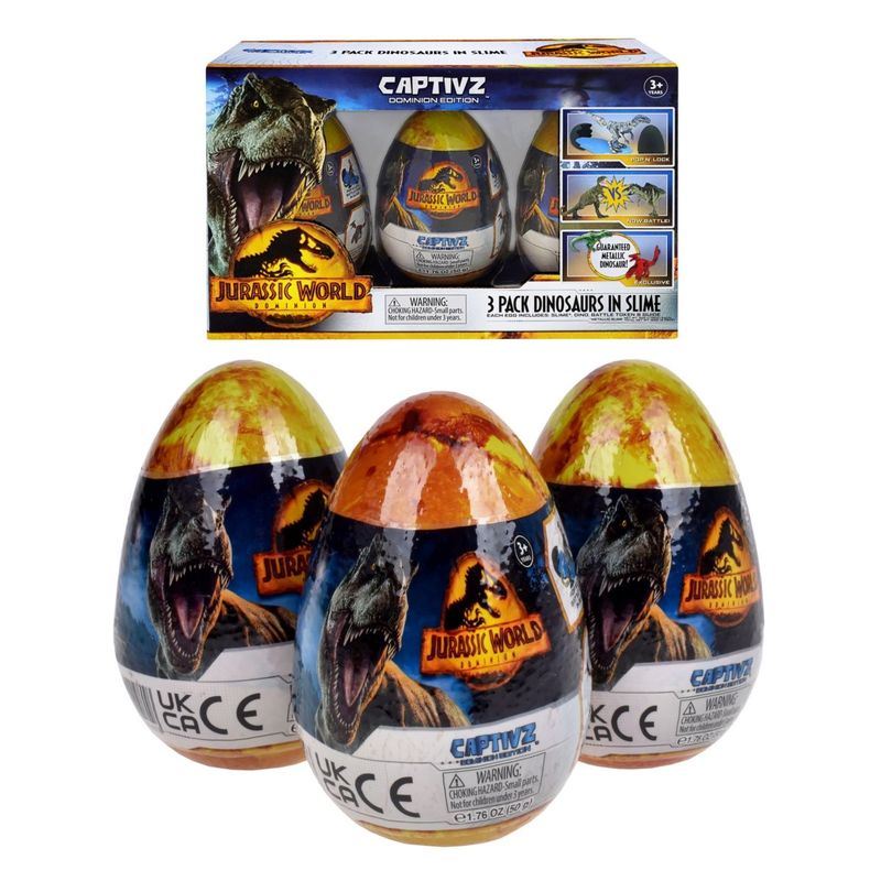 JURASSIC WORLD - Pack 3 Huevos Con Dinosaurios Jurassic World Dominion