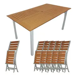 SM - Juego De Comedor 6 sillas plegables Exteriores Terraza, Restaurante MARRON
