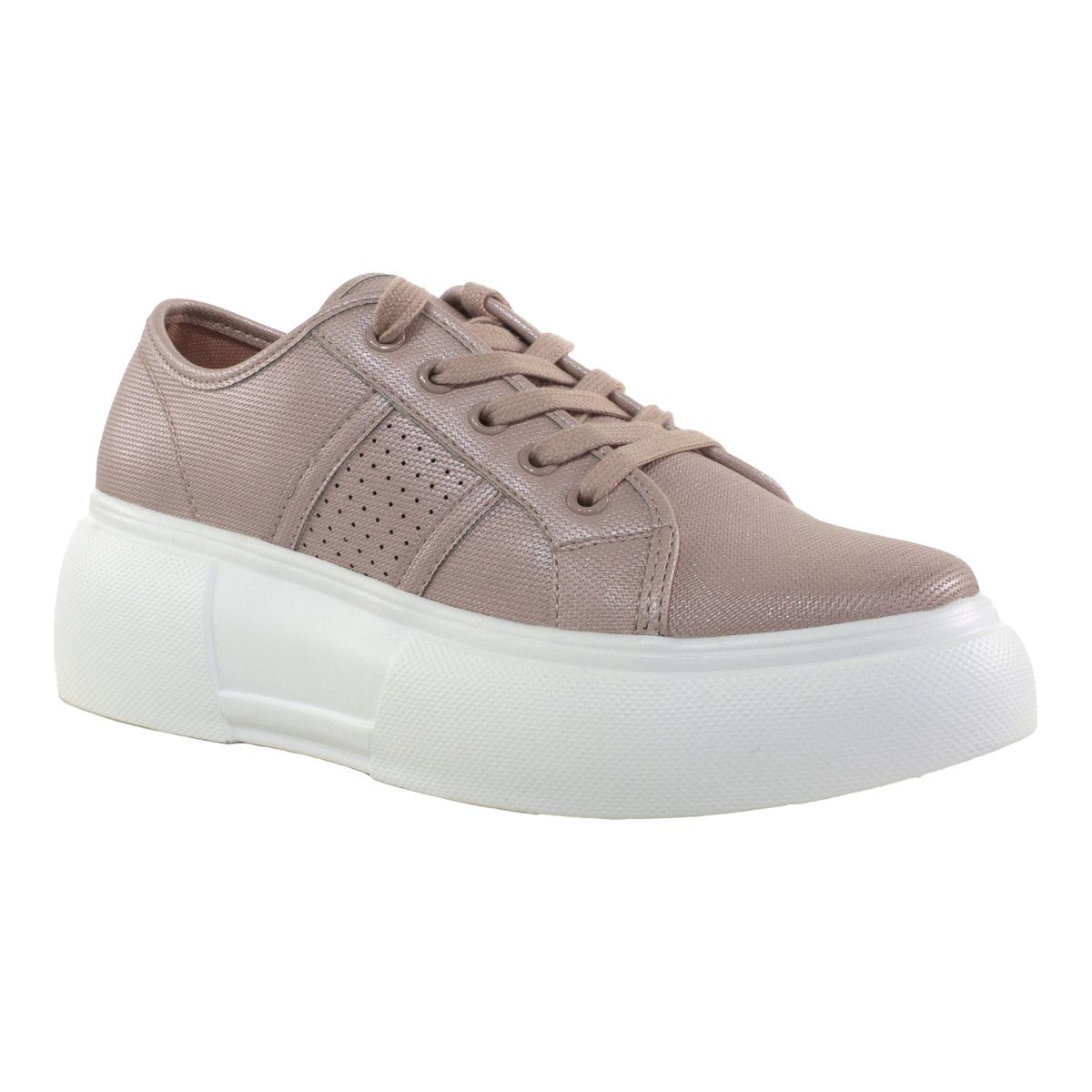 MAILEA - Zapatilla lisa perforada impermeable para mujer rosado