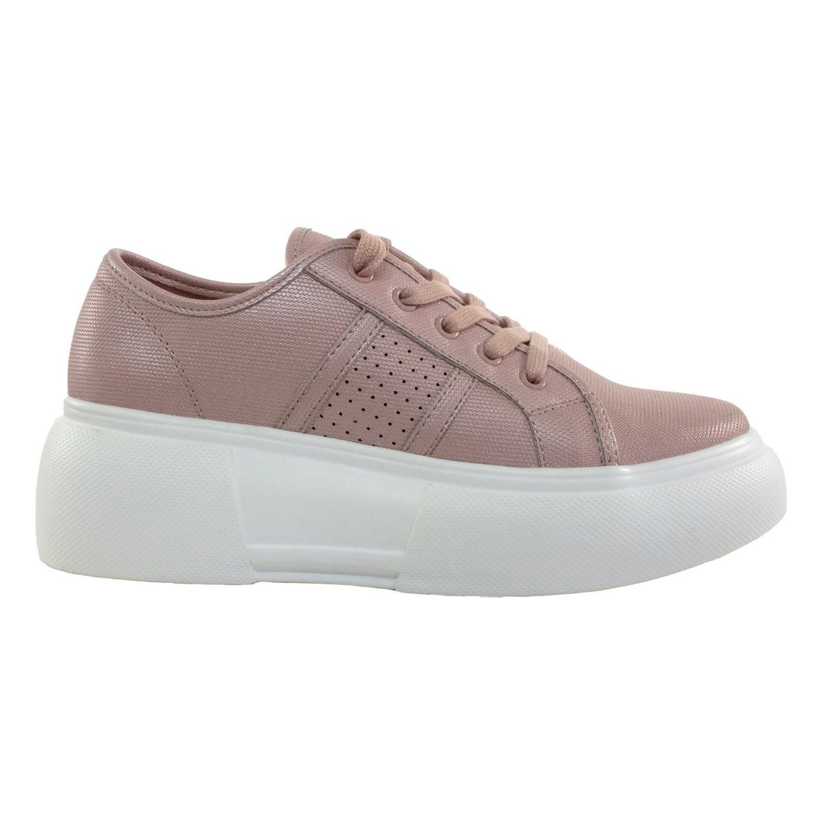 MAILEA - Zapatilla lisa perforada impermeable para mujer rosado