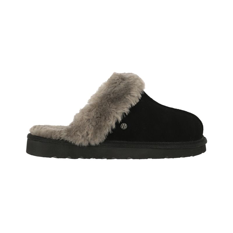 BAMERS - Pantufla Bamers Slipper Fur Leather Mujer Negro