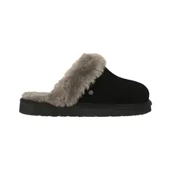 BAMERS - Pantufla Slipper Fur Leather Mujer Negro