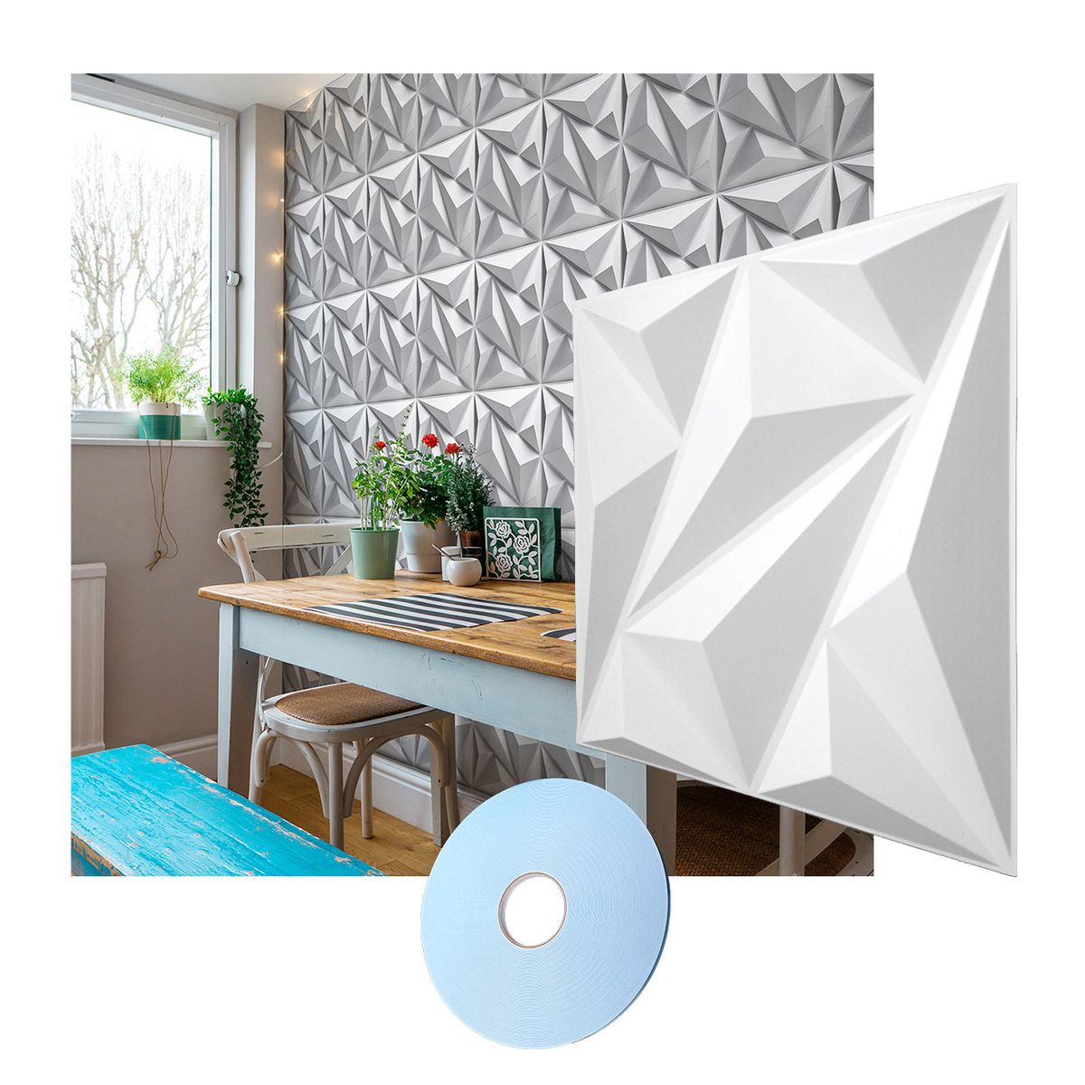 MERCAR RAY - Wall Panel Decorativo 3D PVC Mountain 4m² 16 paneles 50x50cm