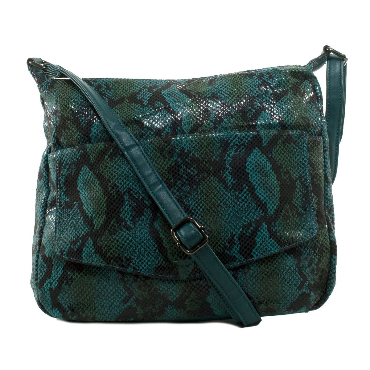 MAILEA - Bandolera ecocuero grande full piton para mujer verde