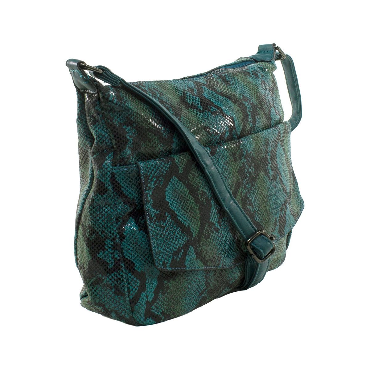 MAILEA - Bandolera ecocuero grande full piton para mujer verde