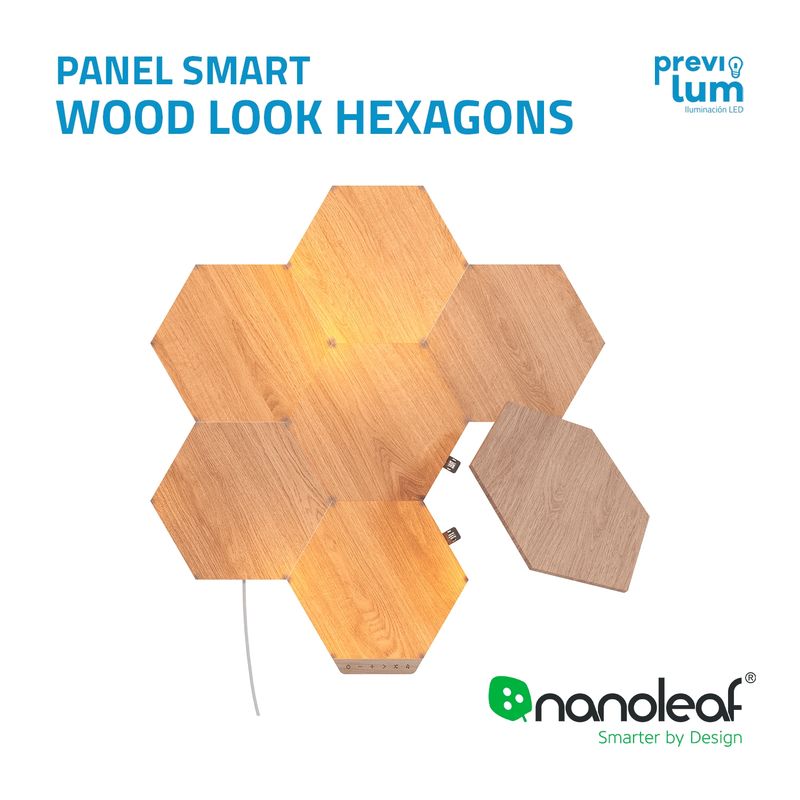 NANOLEAF - Paneles luminosos smart NANOLEAF Hexagono Madera pack de inicio
