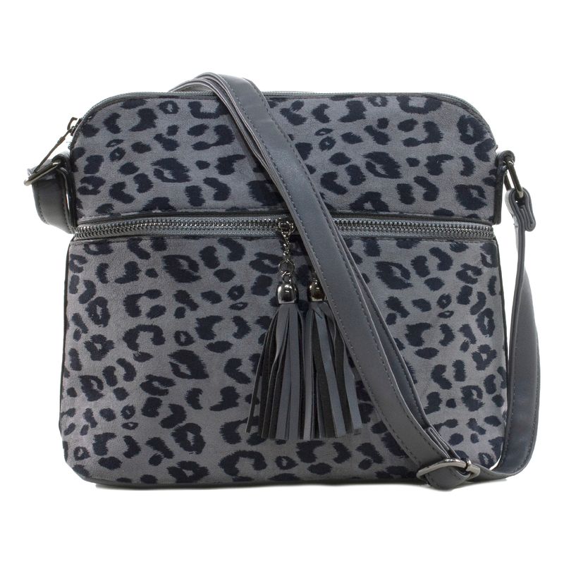 MAILEA - Bandolera ecocuero mediana leo para mujer gris