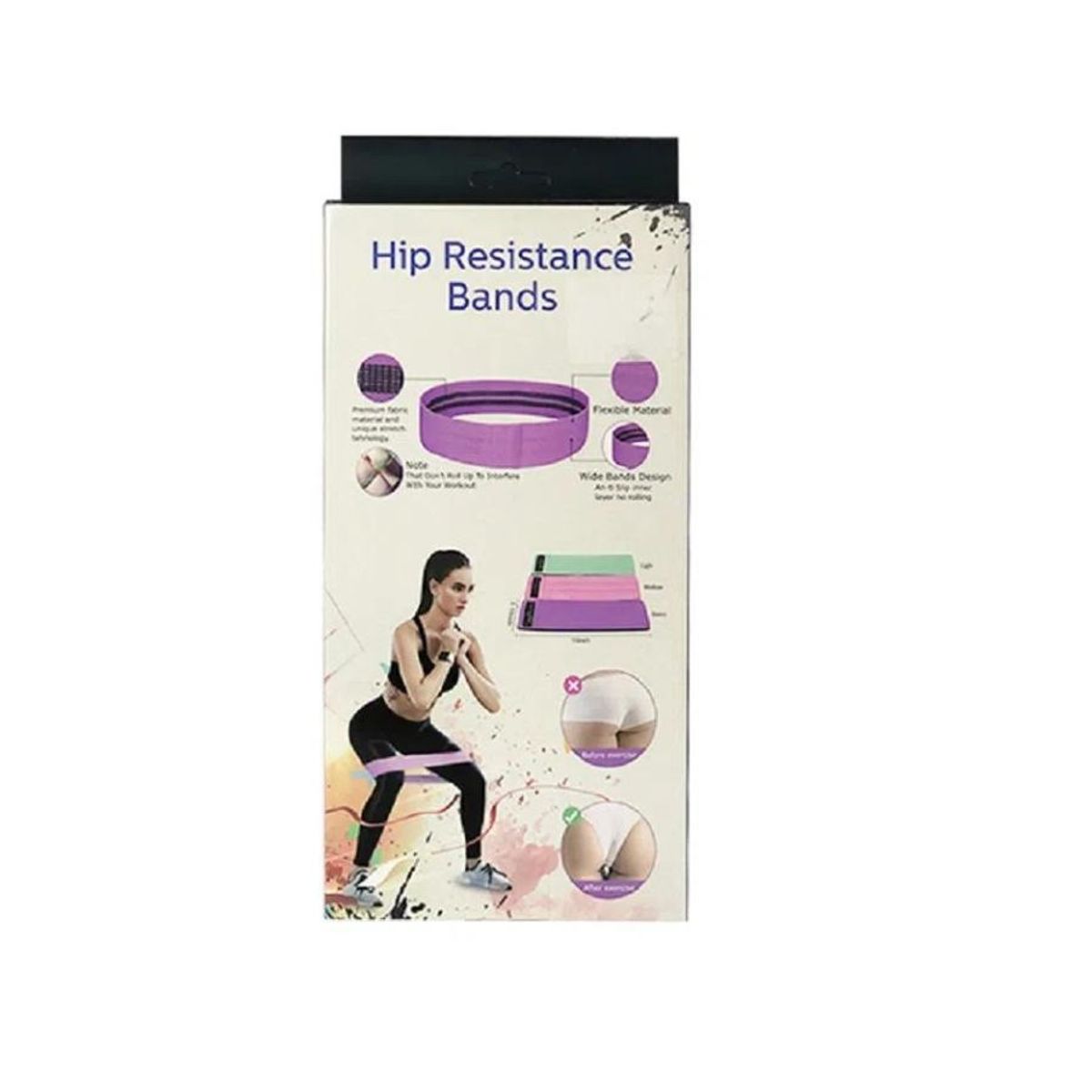 GENERICO - Set 3 Bandas Elásticas De Resistencia Tela Glúteos Y Piernas