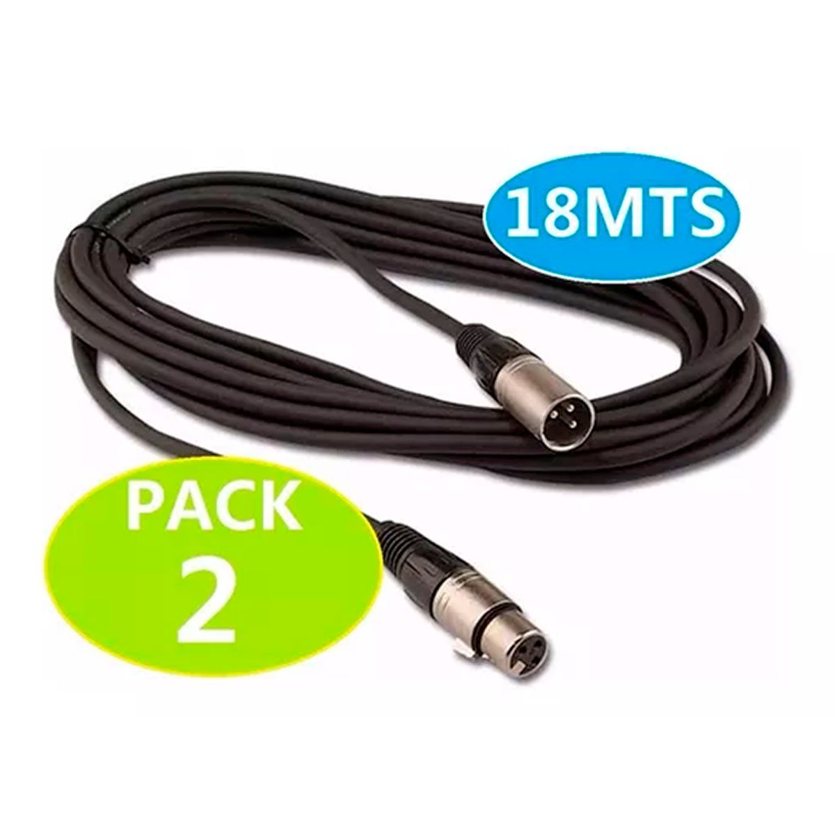 OFERTABKN - Pack X2 Cable Extensión Dmx - Xlr3 18metros