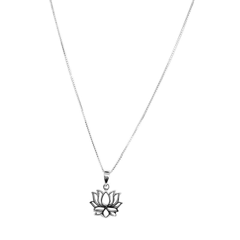 ANDREA COGGIOLA JOYAS - Collar Flor Del Loto 45cm Plata Fina 925