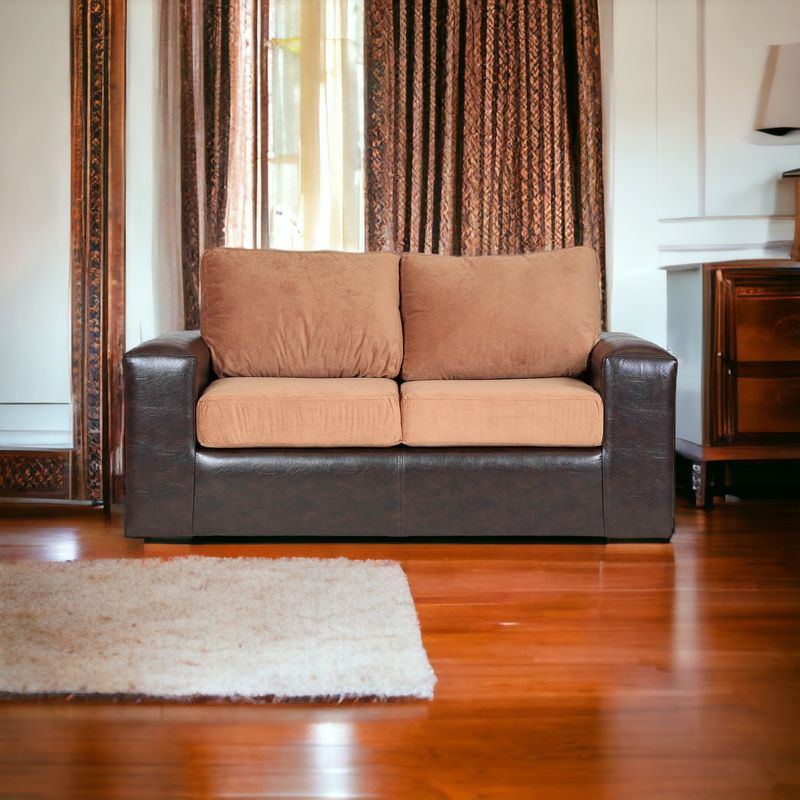 MUEBLES AMERICA - Sofá Infinity 2 Cuerpos Pu Café Felpa Tostado