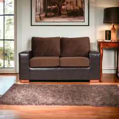 MUEBLES AMERICA - Sofá Infinity 2 Cuerpos Pu Café Felpa Chocolate