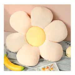 GENERICO - Cojín Decorativo Forma de Flor Blanca Amarilla 45cm