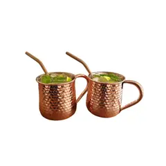 SIMPLIT - Set 2 Vasos Cobre Moscow Mule Mojito Bar + Bombilla