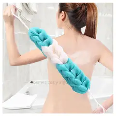GENERICO - Esponja en forma de trenza exfoliante corporal para usar en la ducha.-