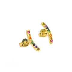 ANDREA COGGIOLA JOYAS - Aros Trepadores Circón Colores Enchapado Oro 18K