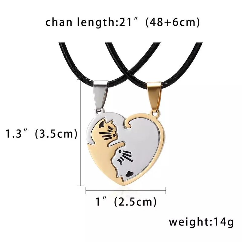 GENERICO - Collar Acero 2 Partes Parejas Amistad San Valentín Gatitos