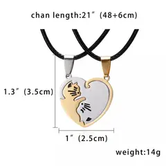 GENERICO - Collar Acero 2 Partes Parejas Amistad San Valentín Gatitos
