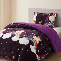 GENERICO - Cobertor Chiporro Invierno 1.5 Plazas - Princesa Unicornio Arcoíris M65