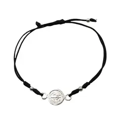 ANDREA COGGIOLA JOYAS - Pulsera San Benito Plata Fina 925 Cordón Negro Adaptable