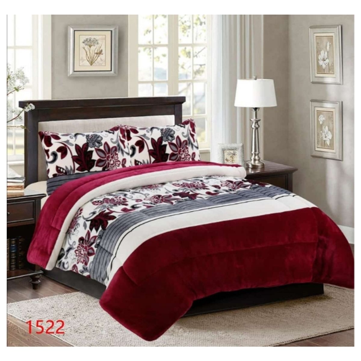 GENERICO - Cobertor Chiporro 1 1/2 Plazas - Burdeo Hojas M1522
