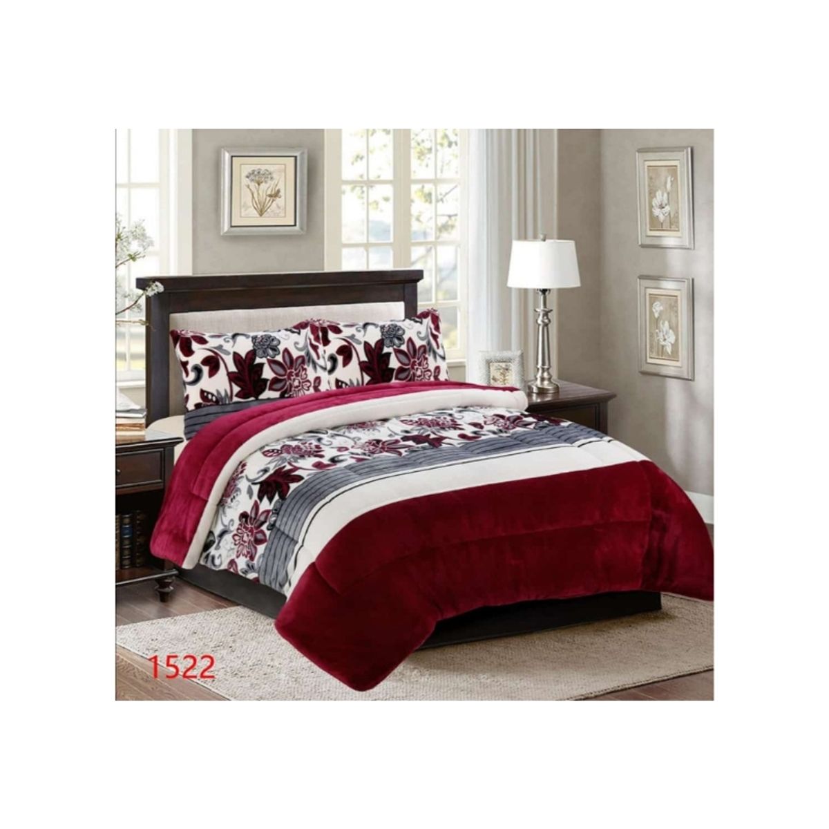 GENERICO - Cobertor Chiporro 1 1/2 Plazas - Burdeo Hojas M1522
