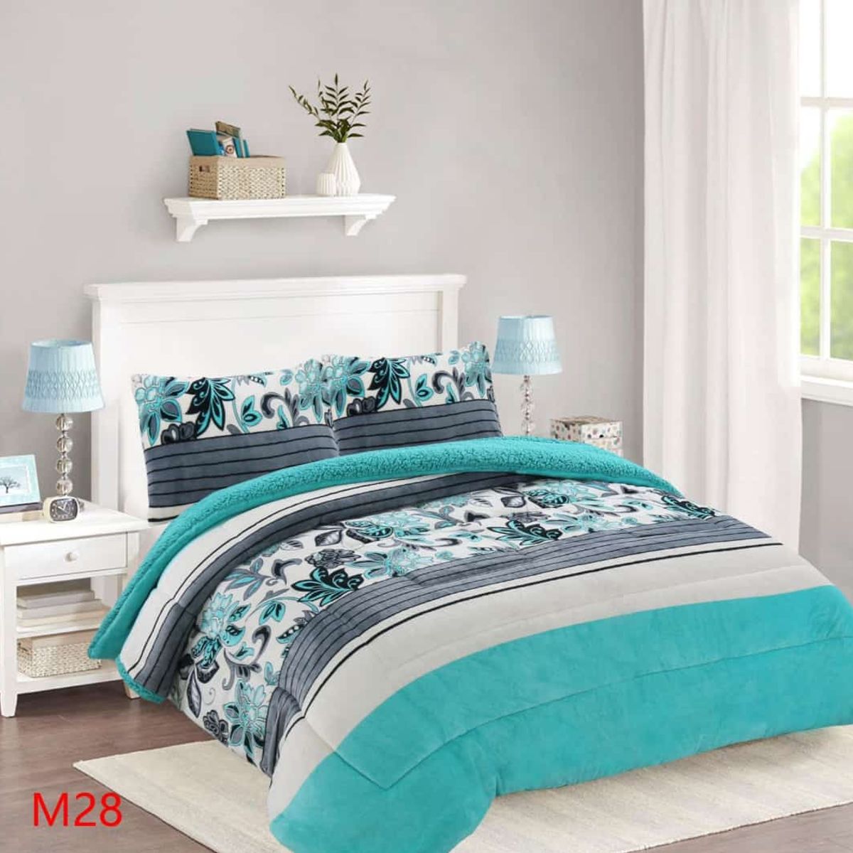 GENERICO - Cobertor Chiporro 2 Plazas - Turquesa Hojas M28