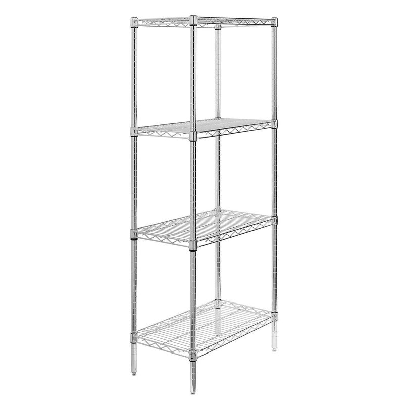 AUTORODEC - Estante de acero cromado de 36x61x160 cm 4 repisas